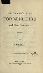 Cover of: Neufranzösische Formenlehre nach ihrem Lautstande.