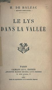 Cover of: Le lys dans la vallee.