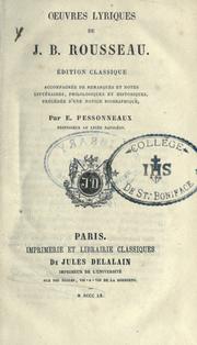 Cover of: Oeuvres lyriques. by Jean-Baptiste Rousseau