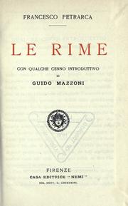 Cover of: Le rime by Francesco Petrarca