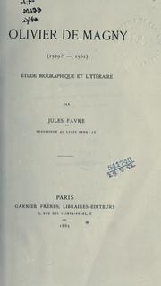Cover of: Olivier de Magny (1529?-1561): étude biographique et littéraire.
