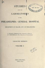 Cover of: Studies from the laboratories.  Collected reprints. by Philadelphia General Hospital