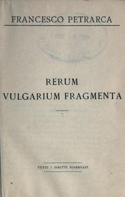 Cover of: Rerum vulgarium fragmenta by Francesco Petrarca