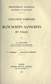 Cover of: Catalogue sommaire des manuscrits sanscrits et plis