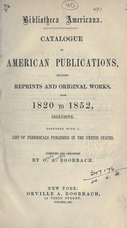 Bibliotheca americana by Orville A. Roorbach