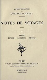 Cover of: Notes de Voyages I
