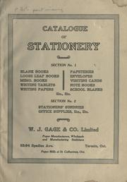 Cover of: Catalogue of stationery by W.J. Gage & Company Limited.