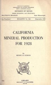 Cover of: California mineral production for 1928