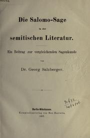 Cover of: Salomo-Sage in der semitischen Literatur: ein Beitrag zur vergleichenden Sagenkunde.