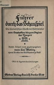 Führer durch das Schauspiel by Leo Melitz