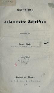 Cover of: Gesammelte Schriften by List, Friedrich
