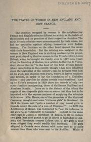 Status of women in New England and New France by Douglas, James