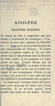 Cover of: Adolphe: introduction par Paul Bourget