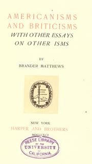 Cover of: Americanisms and Briticisms by Brander Matthews