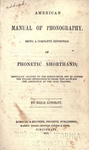 Cover of: American manual of phonography | Elias Longley