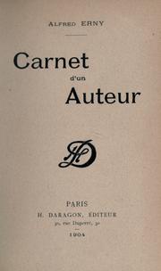 Carnet d'un auteur by Alfred Erny