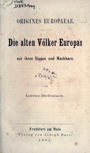 Cover of: Origines europaeae.: Die alten völker Europas mit ihren sippen und nachbarn.