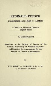 Reginald Pecock, churchman and man of letters by Hannick, Emmet A., d