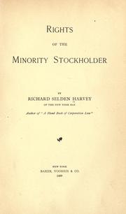 Cover of: Rights of the minority stockholder