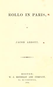 Cover of: Rollo in Paris by Jacob Abbott, Jacob Abbott