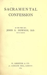 Cover of: Sacramental confession by J. S. Howson