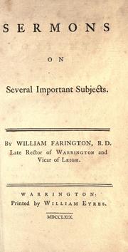 Cover of: Sermons on several important subjects. | William Farington