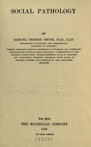 Cover of: Social pathology by Smith, Samuel George