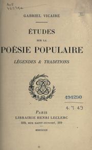 Cover of: Études sur la poésie populaire, légendes [et] traditions.