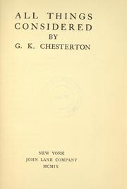 Cover of: All things considered by Gilbert Keith Chesterton