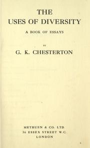 Cover of: The uses of diversity by Gilbert Keith Chesterton