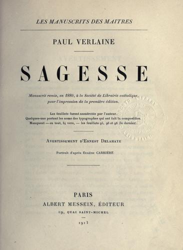 Sagesse (1913 edition) | Open Library
