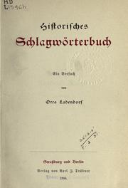 Cover of: Historisches schlagwörterbuch by Ladendorf, Otto