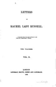 Cover of: Letters of Rachel, lady Russell by Rachel Russell