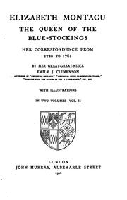 Cover of: Elizabeth Montagu, the queen of the bluestockings by Elizabeth Robinson Montagu