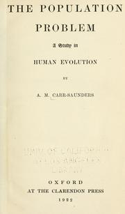 Cover of: The population problem: a study in human evolution