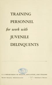 Cover of: Training personnel for work with juvenile delinquents