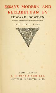Cover of: Essays modern and Elizabethan by Dowden, Edward