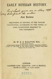 Cover of: Early Russian history: Four lectures delivered at Oxford, in the Taylor Institution, according to the terms of Lord Ilchester's bequest to the university