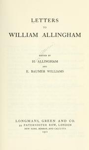 Cover of: Letters to William Allingham