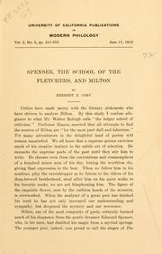 Cover of: Spenser, the school of the Fletchers, and Milton