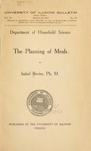 Cover of: The planning of meals