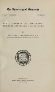 Cover of: Rural teachers' training departments in Minnesota high schools by Benjamin Floyd Pittenger
