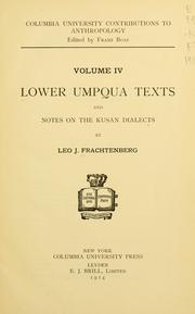 Cover of: Lower Umpqua texts and Notes on the Kusan dialects