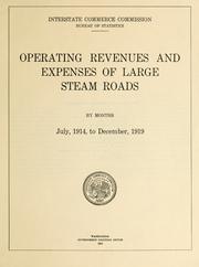 Cover of: Operating revenues and expenses of large steam roads by months, July, 1914, to December, 1919 by United States. Interstate Commerce Commission. Bureau of Transport Economics and Statistics.