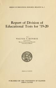 Cover of: Report of Division of educational tests for '19-20 by Walter Scott Monroe