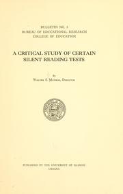 Cover of: A critical study of certain reading tests