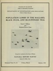 Cover of: Population losses in the mallard, black duck, and blue-winged teal