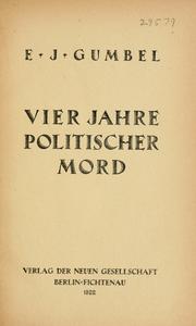 Cover of: Vier Jahre politischer Mord by Emil Julius Gumbel