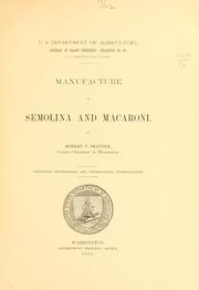 Cover of: Manufacture of semolina and macaroni