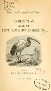 Cover of: Lichtenstein's Catalogus rerum naturalium rarissimarum. by Anton August Heinrich Lichtenstein